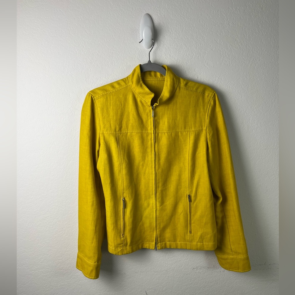Urban n2 Colombo Mustard Yellow Linen Moto Jacket Made in Italy